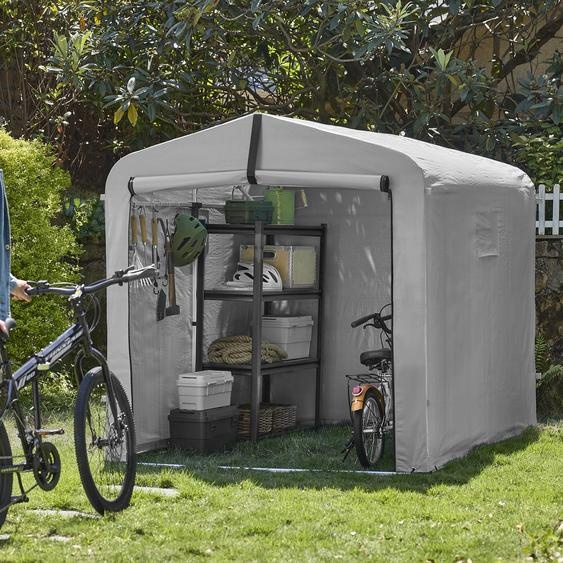 SoBuy Abri à vélos avec étagères Porte unique Gris Pratique KLS11-II-L