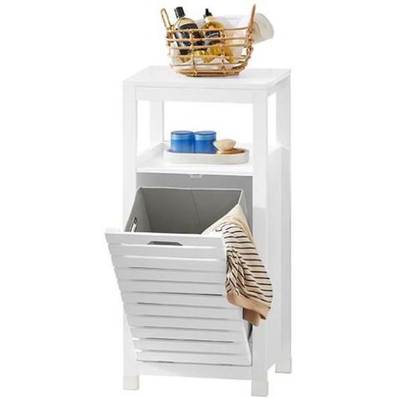 SoBuy BZR67-W Panier à linge avec 2 Couches Etagères de Rangement - 42x30x90cm