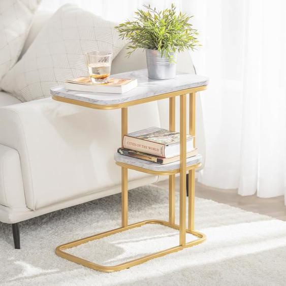 SoBuy FBT110-G Table d’Appoint Moderne Bout de Canapé à Café Table Basse Table de Chevet Effet