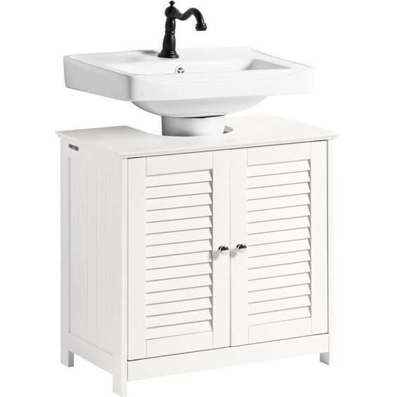 Sobuy - FRG237-II-W Meuble sous-Lavabo Meuble de Salle de Bain - 2 Portes et 2 étages à lintérieur -Blanc