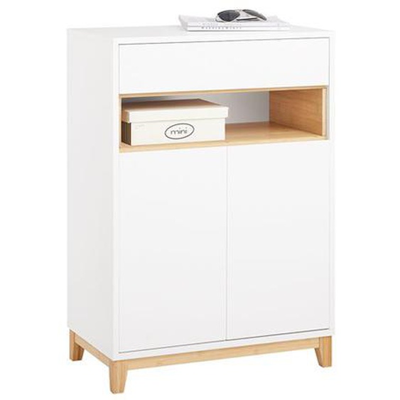 SoBuy Meuble Chaussures FSB97-WN dEntrée avec 1 Tiroirs, 1 Compartiment et 2 Portes, pour Entrée, Salon et Cuisine, L60xP34xH85 cm