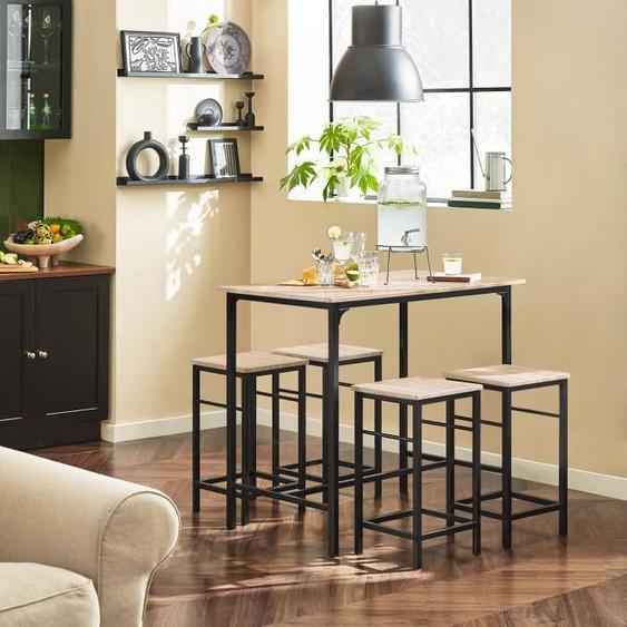 SoBuy OGT11-N Ensemble Table et 4 Tabourets de Bar Ensemble Table de Bar et 4 Chaises Table Haute Style Industriel - L100 x I 60