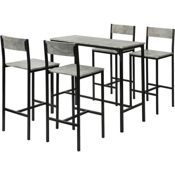 SoBuy OGT14-HG Set 1 Table à Manger avec 4 Chaises - Effet Ciment