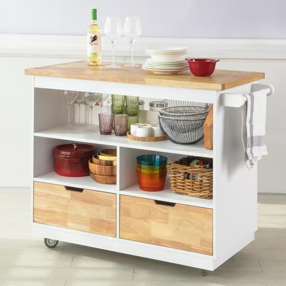 SoBuy® FKW107-WN Desserte Roulante Chariot de cuisine Meuble de Rangement à Roulettes Chariot de Service Buffet Multifonctionnel