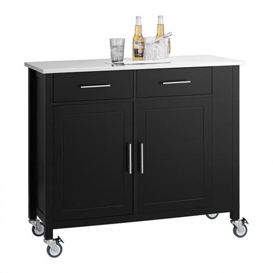 SoBuy® FKW108-SCH Desserte Roulante Chariot de Cuisine à roulettes Buffet Multifonctionnel avec Etagère Latérale, Portes et Tiroirs
