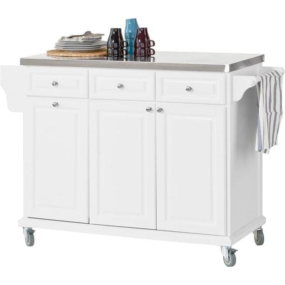 Sobuy - xxl Plan de travail de Luxe, Desserte sur roulettes, Meuble chariot de cuisine de service roulant avec Plateau en Acier Inox et grande
