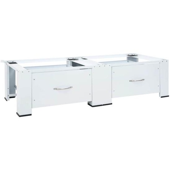 Socle double pour machine à laver avec tiroirs Blanc