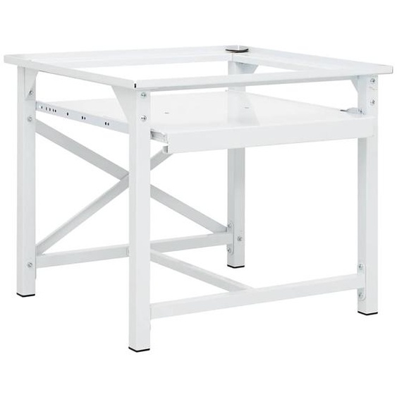 Socle pour machine à laver avec étagère coulissante Blanc