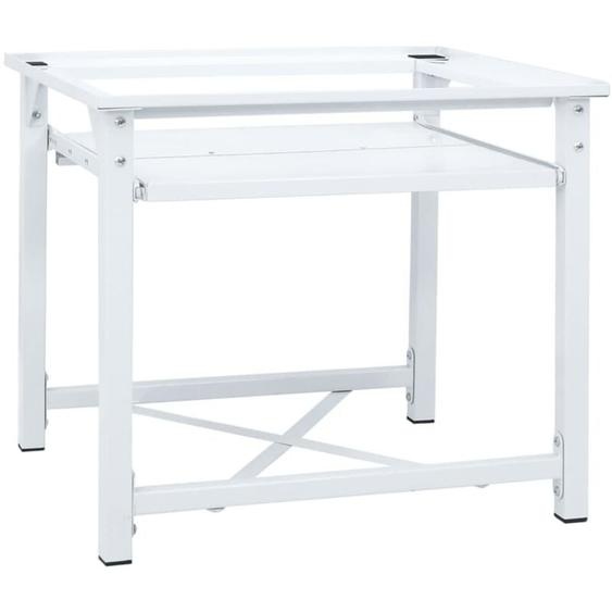 Socle pour machine à laver avec étagère coulissante Blanc vidaXL