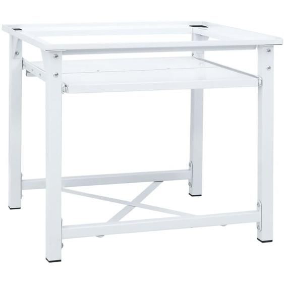 Socle pour machine à laver avec étagère coulissante Blanc vidaXL