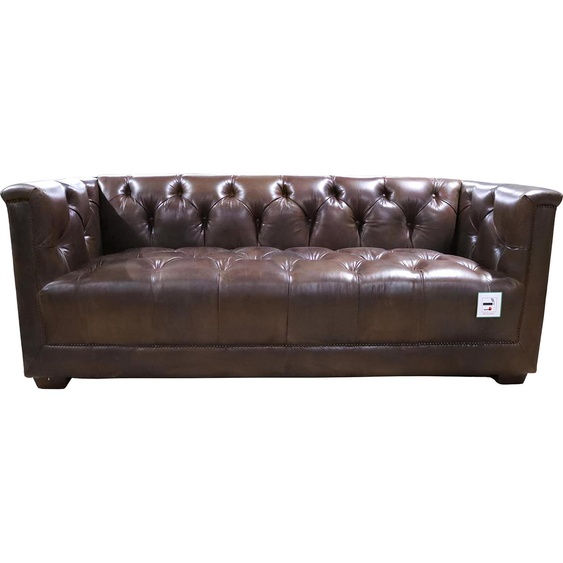 Sofa 3 Sitzer Chesterfield 3-Sitzer Vintage Braunes Shabby Ledersofa