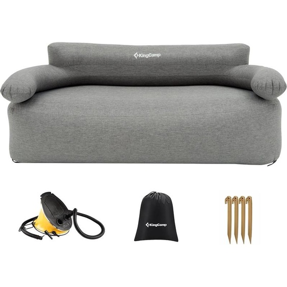Sofa gonflable KingCamp PVC polyester 174×85×72 cm grise 2-3 personnes 400 kg