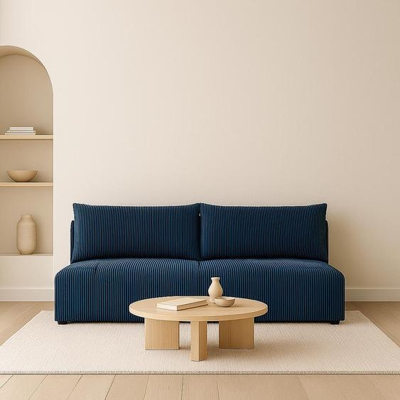 Sofello Canapé LUNO avec fonction sommeil bleu - Canapé moderne en velours côtelé pour votre salon, surface de couchage : 204×144 cm