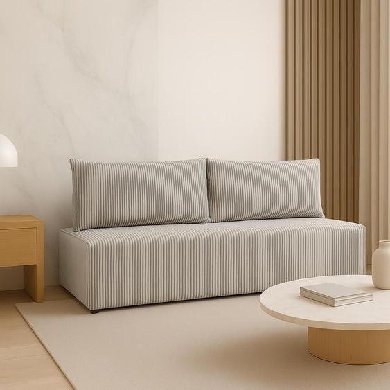 Sofello Canapé LUNO avec fonction sommeil gris clair - Canapé moderne en velours côtelé pour votre salon, surface de couchage : 204×144 cm