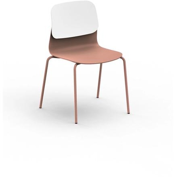 Sokoa Chaise collectivité Klik en polypropylène - Pieds métal - Corail / Blanc
