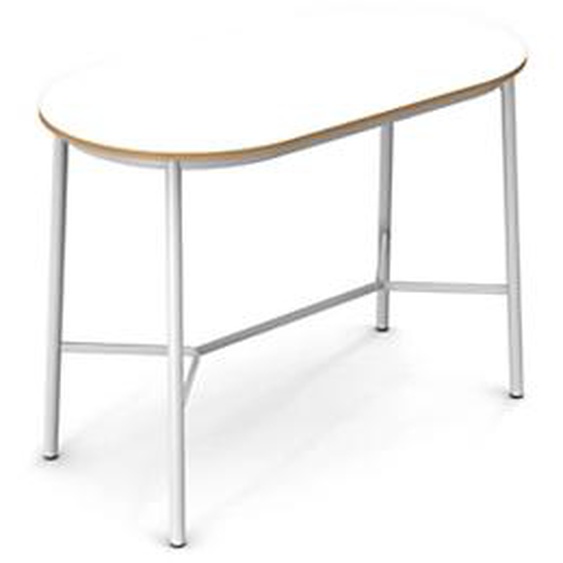 Sokoa Table de restauration ovale Klik H. 110 cm - Plateau Blanc - Pieds Blanc