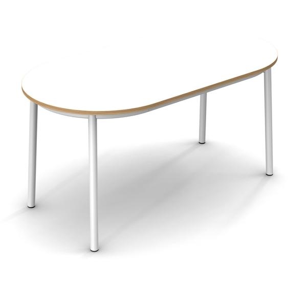 Sokoa Table de restauration ovale Klik H. 74 cm - Plateau Blanc - Pieds Blanc