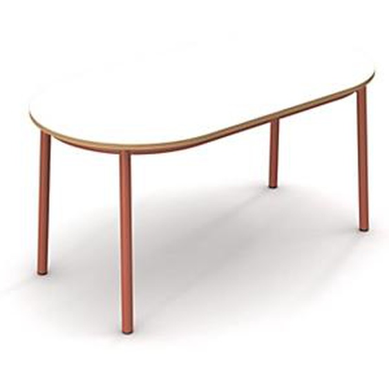 Sokoa Table de restauration ovale Klik H. 74 cm - Plateau Blanc - Pieds Corail
