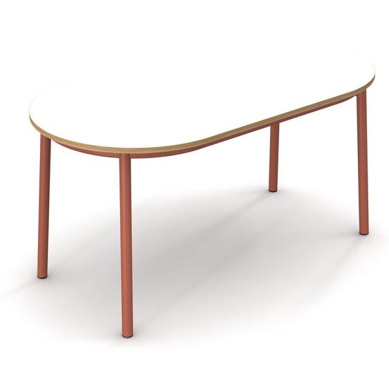 Sokoa Table de restauration ovale Klik H. 74 cm - Plateau Blanc - Pieds Corail