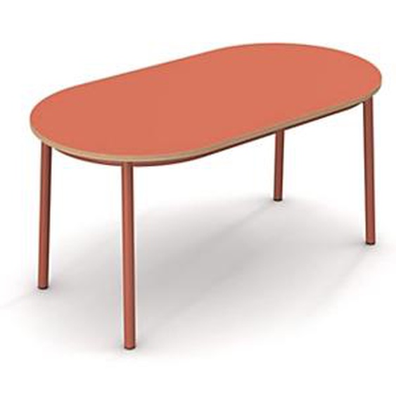 Sokoa Table de restauration ovale Klik H. 74 cm - Plateau Corail - Pieds Corail