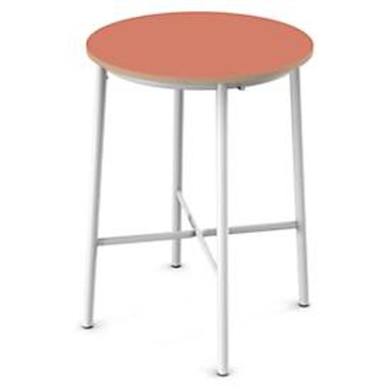 Sokoa Table de restauration ronde Klik H. 110 cm - Plateau Corail - Pieds Blanc