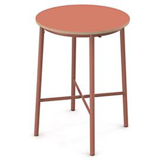 Sokoa Table de restauration ronde Klik H. 110 cm - Plateau Corail - Pieds Corail
