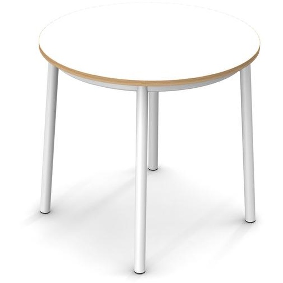 Sokoa Table de restauration ronde Klik H. 74 cm - Plateau Blanc - Pieds Blanc