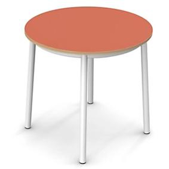 Sokoa Table de restauration ronde Klik H. 74 cm - Plateau Corail - Pieds Blanc
