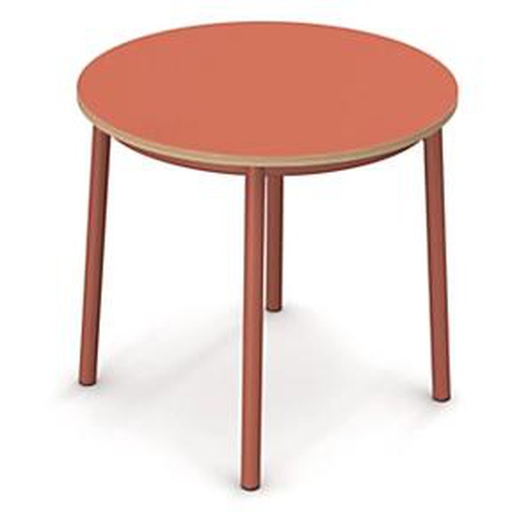 Sokoa Table de restauration ronde Klik H. 74 cm - Plateau Corail - Pieds Corail