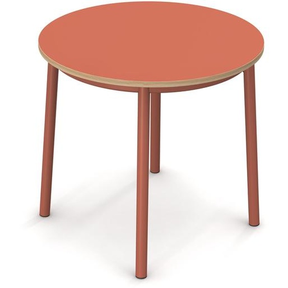 Sokoa Table de restauration ronde Klik H. 74 cm - Plateau Corail - Pieds Corail