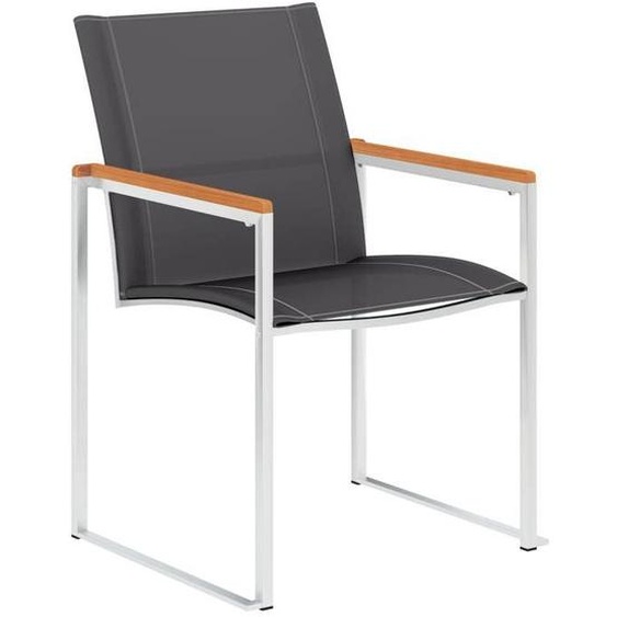 (SOLDES JUILLET)Chaises de jardin 4 PCS - UU - Scandinave Fauteuil salon - Textilène et acier inoxydable Gris FR146496