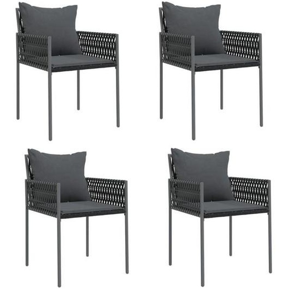 (SOLDES JUILLET)Chaises de jardin avec coussins 4 PCS - UU - Scandinave Fauteuil salon - noir 54x61x83 cm rotin FR13187089