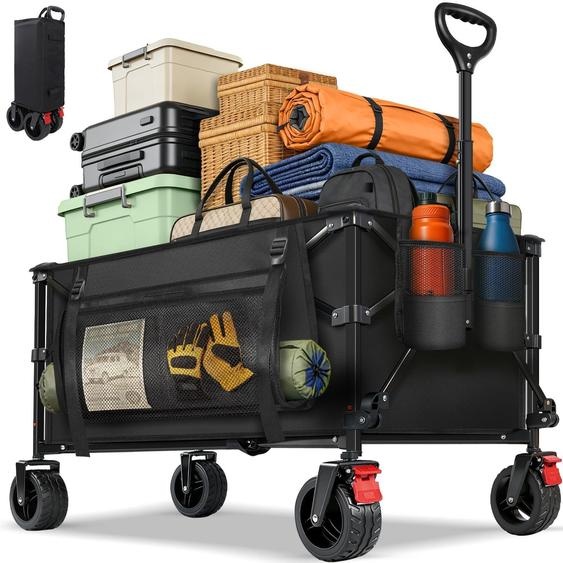 Solidchoice - Chariot pliant avec roues tout-terrain de 15 cm - Capacité de 180 litres
