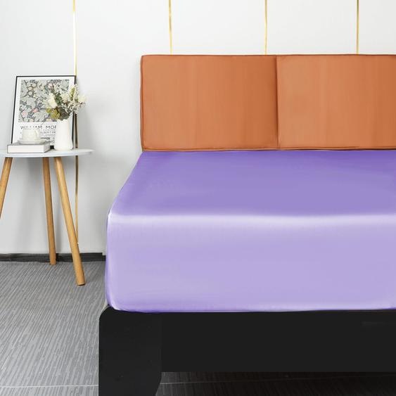 Solidchoice - Drap-housse en satin, linge de lit en polyester doux et luxueux, adapté aux matelas dune profondeur de 36 cm (violet clair, 180x200 cm)
