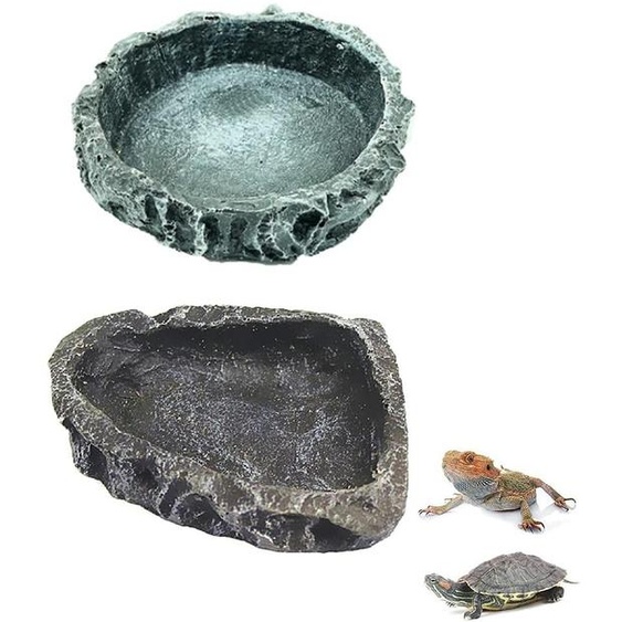 Solidchoice - Ensemble de 2 gamelles pour reptiles - Gamelle plate en résine pour amphibiens et lézards
