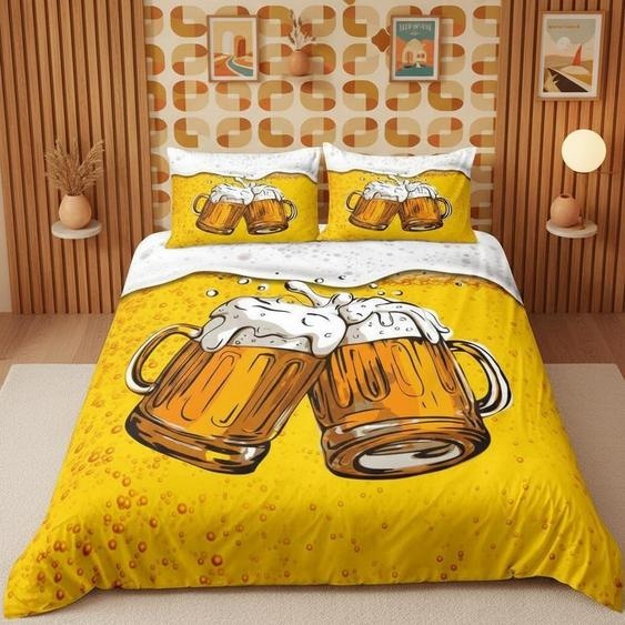 Solidchoice - Ensemble de couette et taies doreiller Bier Mokken, 135 x 200 cm