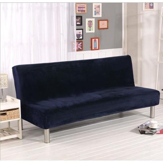 Solide Housse de Clic-Clac Extensible Housse de Canapé Sans Accoudoir Couverture pour Canapé (Marine)