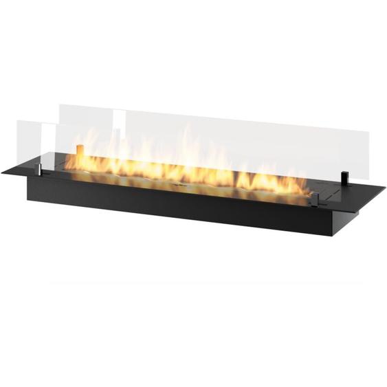 Sololed - Brûleur insert bioéthanol 120cm en inox noir, à encastrer ou à poser, 4 litres avec verres inclus