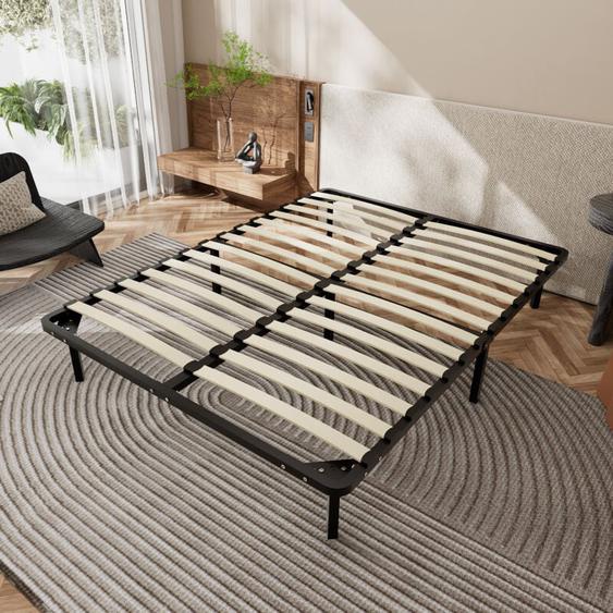 Teeno - Sommier 140x190cm, avec 7 Pieds, 2x14 Lattes Sur, Lit 140x190cm, Sommiers à Lattes en Bois pour Adulte