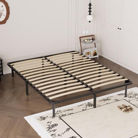 Sommier 140x200cm, avec 9 Pieds, 2x14 Lattes Sur, Lit 140x200cm, Sommiers à Lattes en Bois pour Adulte