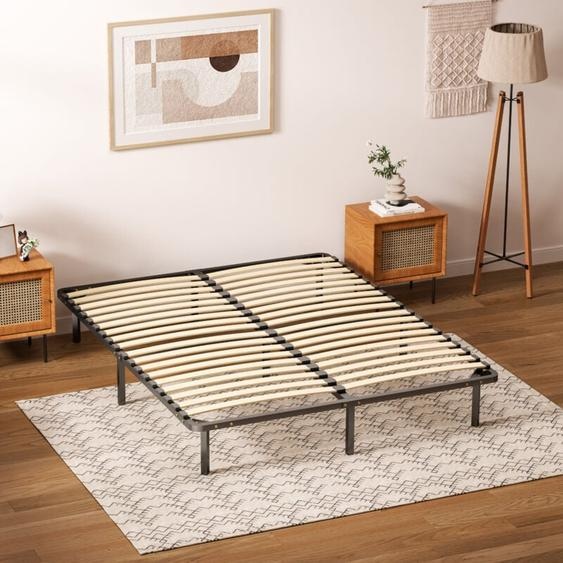 Sommier à Lattes 160 x 200 cm avec 9 Pieds, Épaisseur 29 cm,Sommier à Lattes lit pour Adulte et Enfant en Bois (160x200x29 cm) - Dewinner