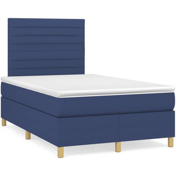 Sommier à lattes de lit avec matelas bleu 120x190 cm tissu