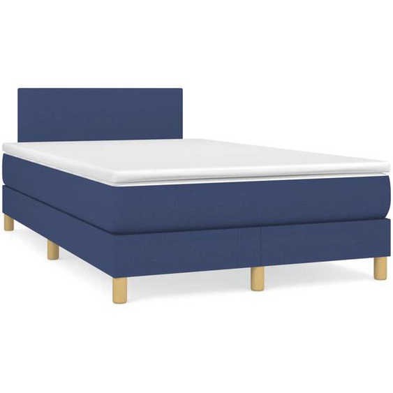 Sommier à lattes de lit avec matelas bleu 120x190 cm tissu