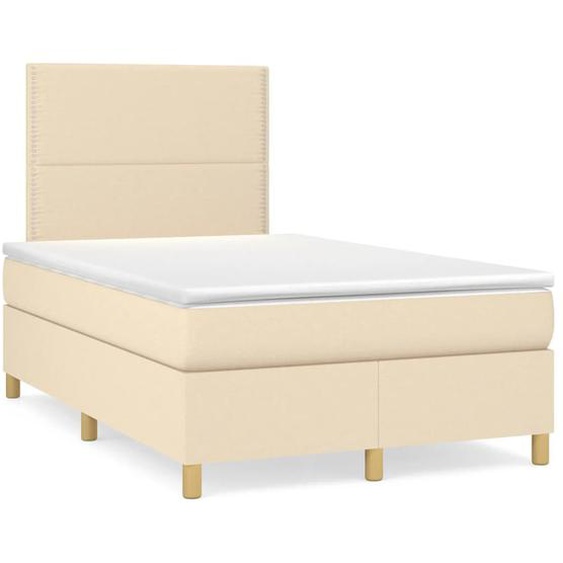 Sommier à lattes de lit avec matelas crème 120x190 cm tissu