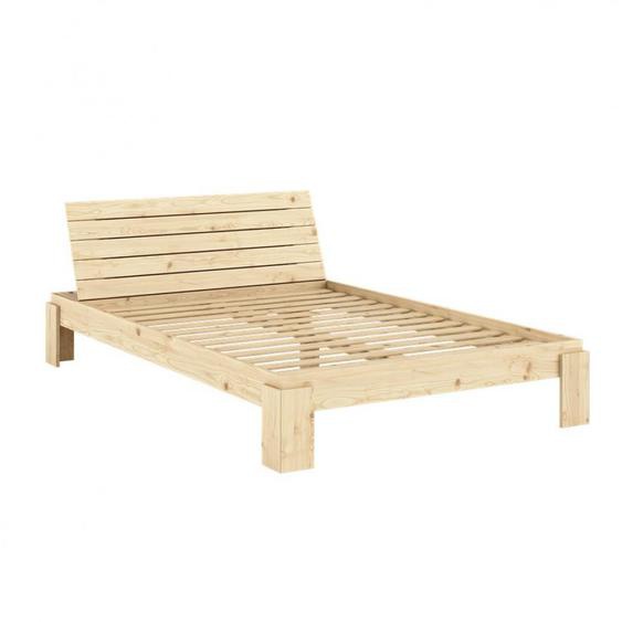 Sommier futon couchage 140 cm LAYERS BED pin laqué tête de lit rangement intégré