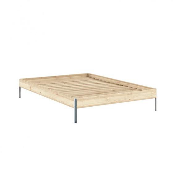 Sommier futon couchage 140x200cm CORE BED pieds aciers cadre pin laqué naturel