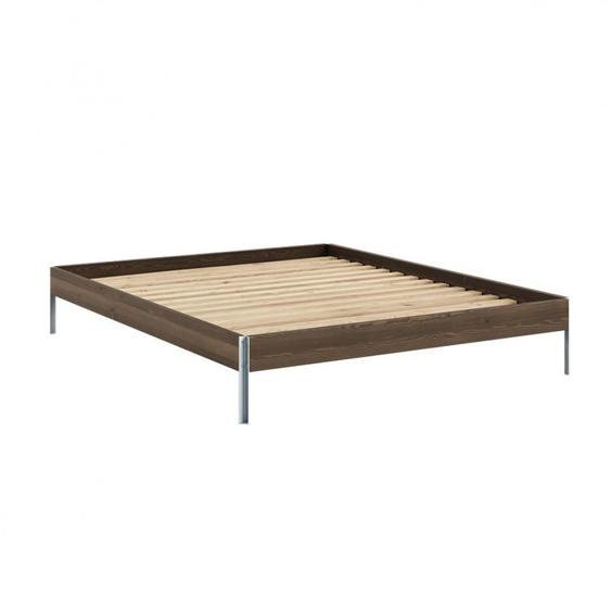 Sommier futon couchage 160x200cm  CORE BED pieds aciers cadre pin laqué marron