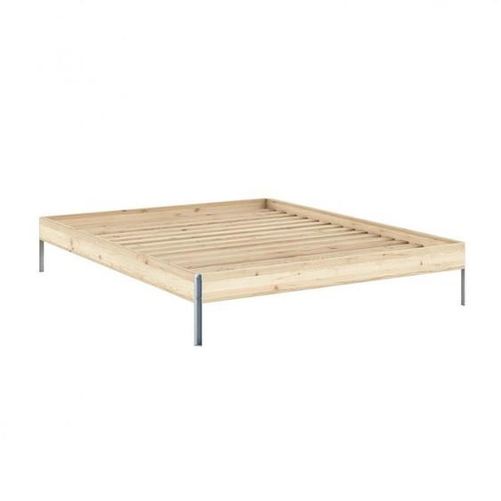 Sommier futon couchage 160x200cm CORE BED pieds aciers cadre pin laqué naturel