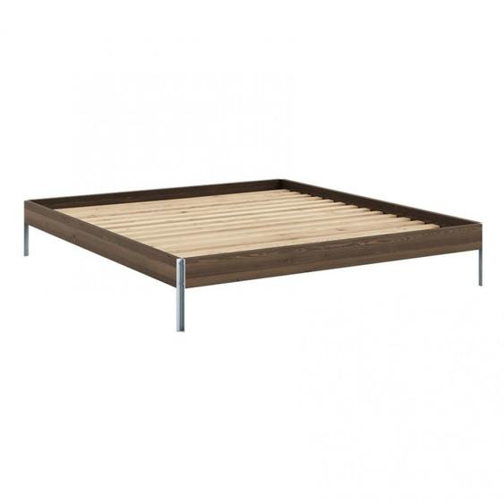 Sommier futon couchage 180x200cm CORE BED pieds aciers cadre pin laqué marron