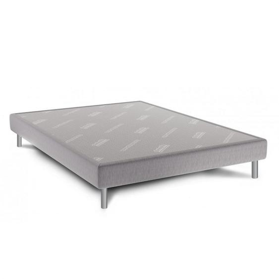 Sommier lattes 140 x 200 cm EUGENSOM Dunlopillo tapissé gris perle pieds métal